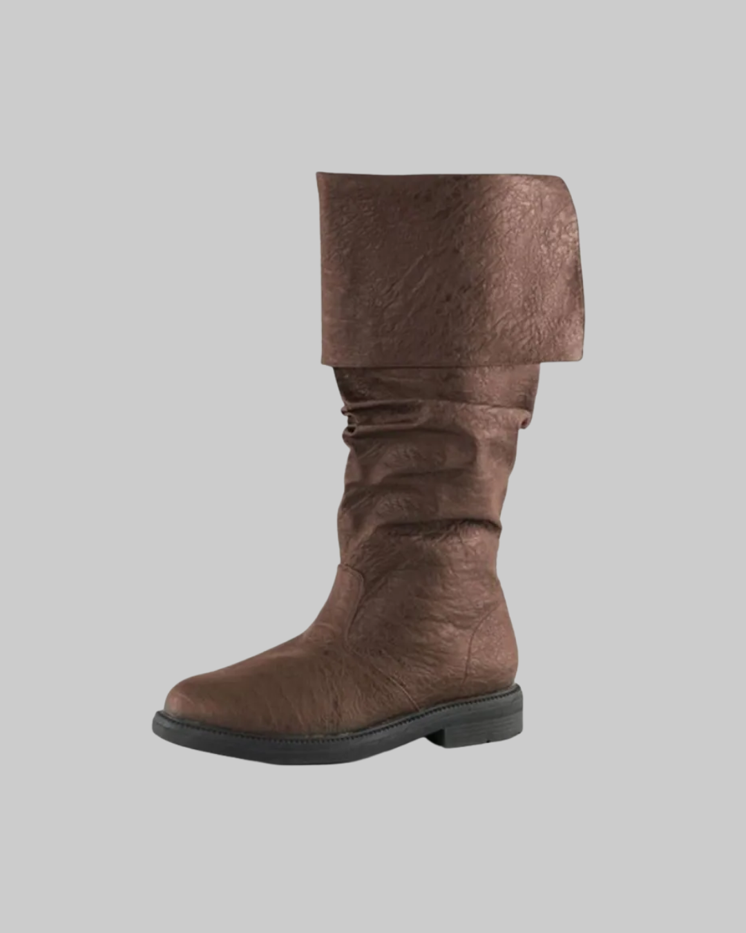 Men's Slouch Knee High Boots in brown.