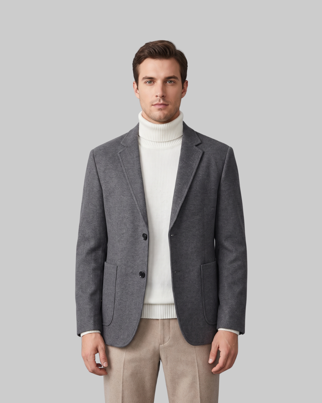 Men's Straight Hem Business Blazer in grey.