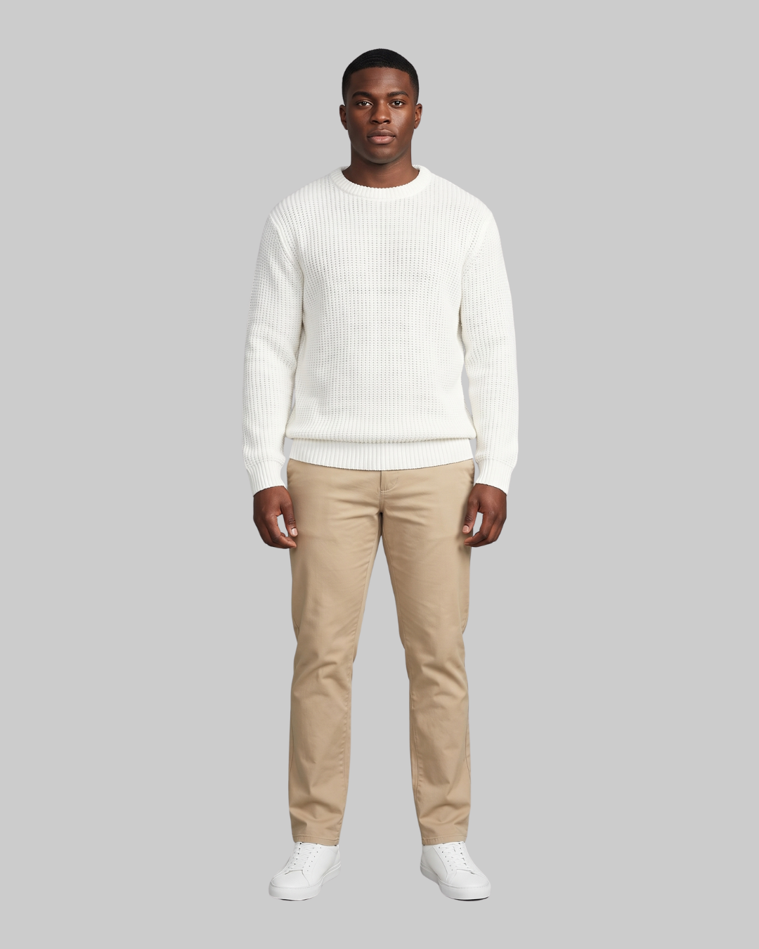 Men's Stretch Slim Straight Pants in khaki.
