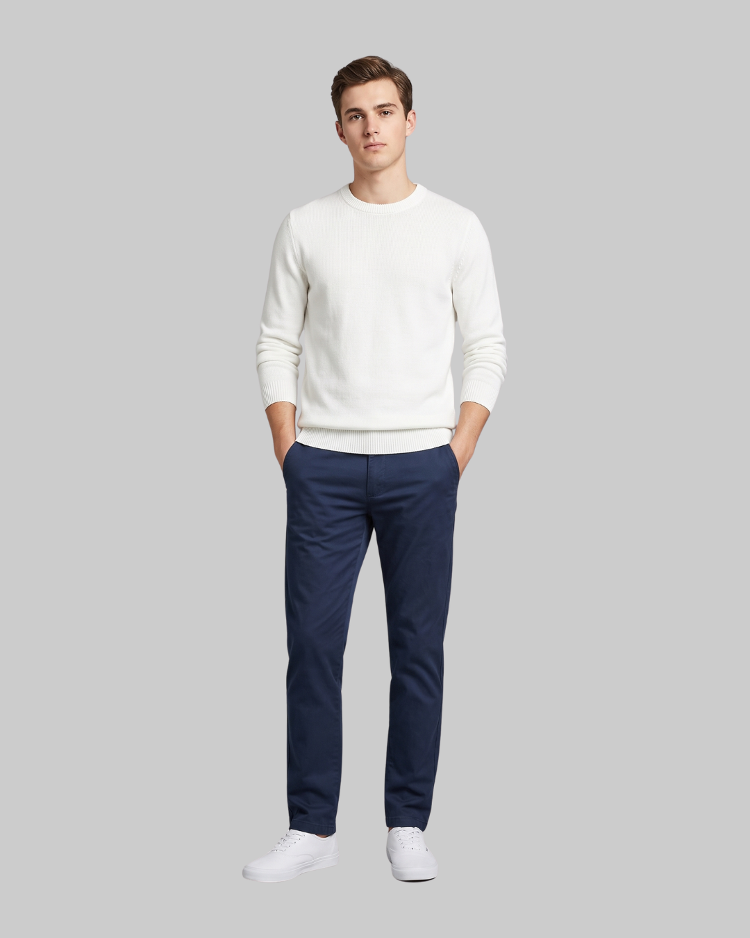 Men's Stretch Slim Straight Pants in sapphire blue.