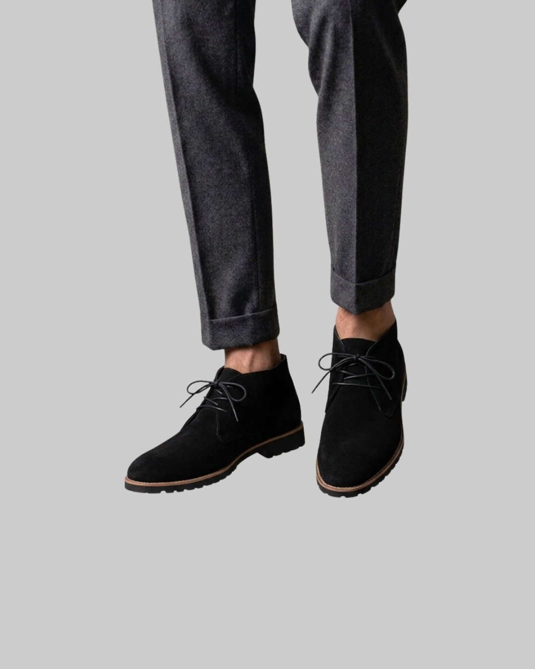 Wored Men's Suede Look Chukka Boots in black.