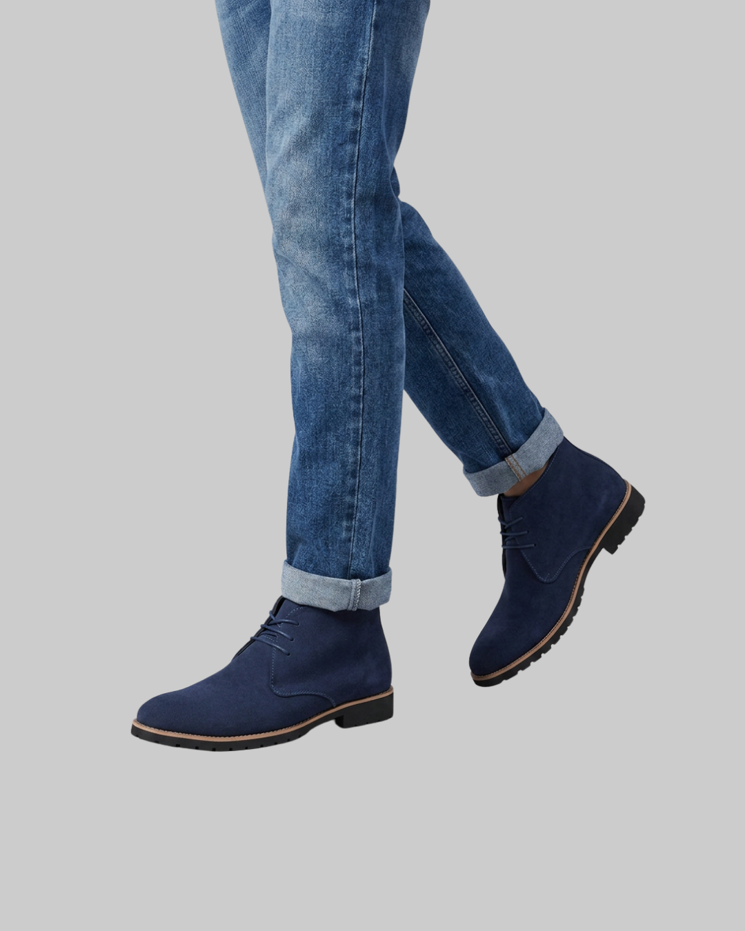 Wored Men's Suede Look Chukka Boots in blue.