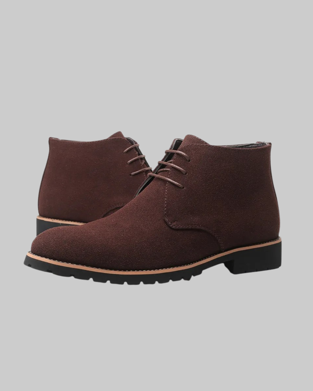 Men's Suede Look Chukka Boots in bronze.