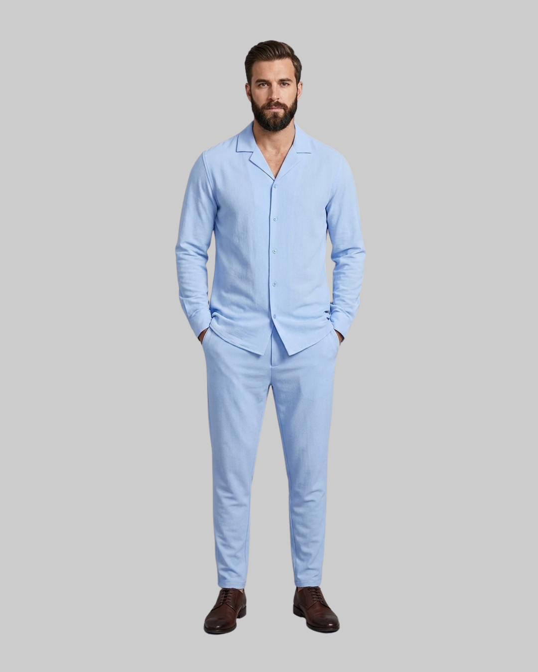 Men's Summer 2 Piece Suit in sky blue.