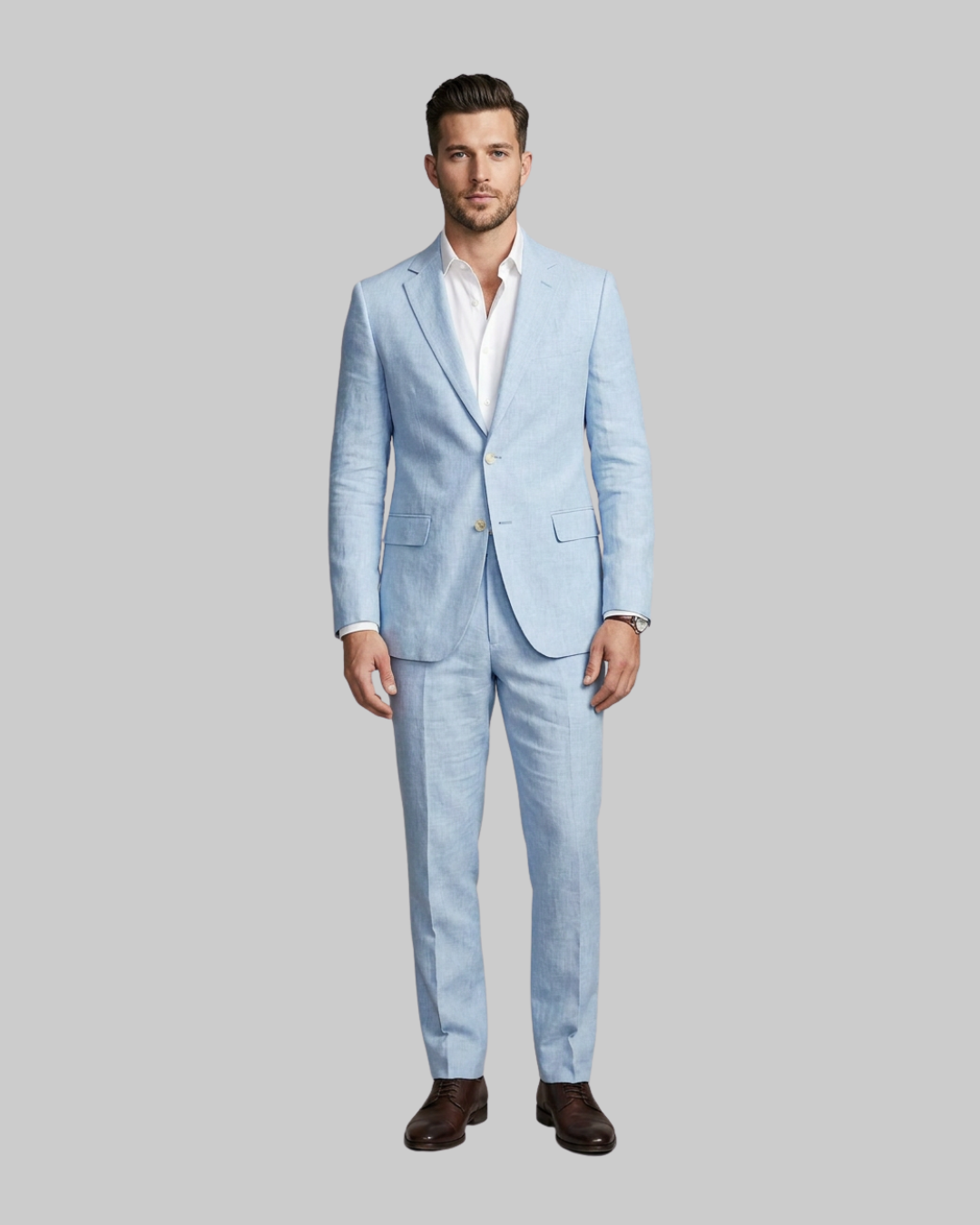 Men's Summer Business 2 Piece Suit in sky blue.