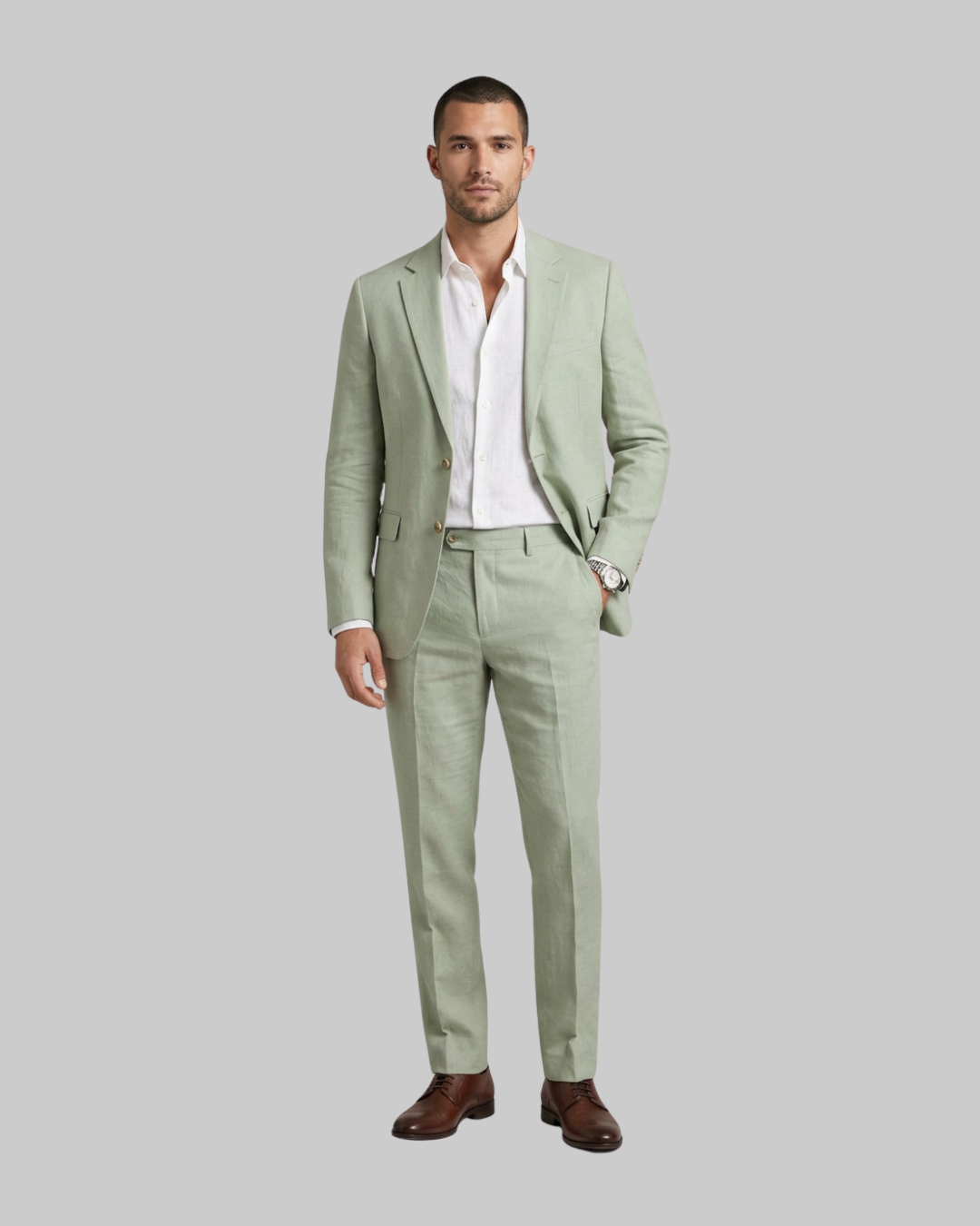 Men's Summer Business 2 Piece Suit in tender green.