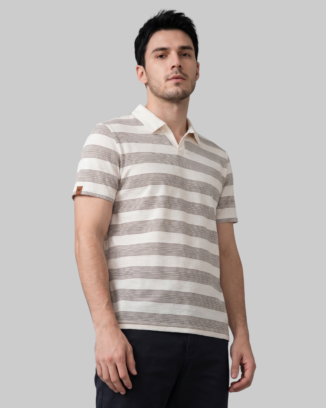 Men's Summer Stripe Polo Shirt in White