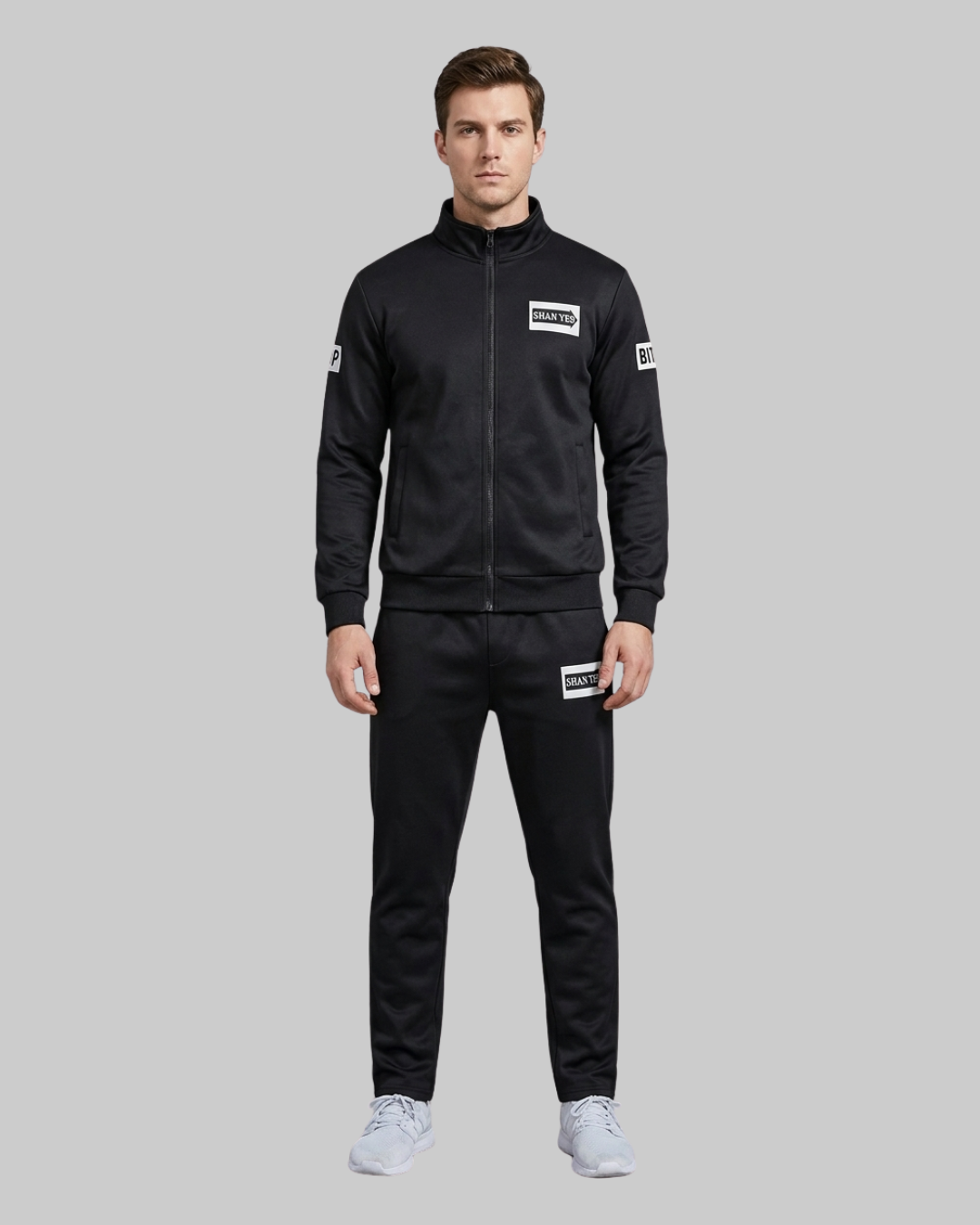 Men's Summer Training Tracksuit Set in Black