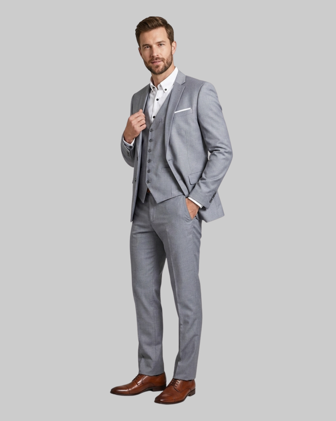 Men's Tailored Business 3 Piece Suit in Grey