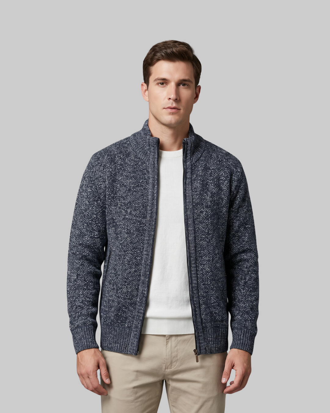 Men's Textured Full-Zip Cardigan