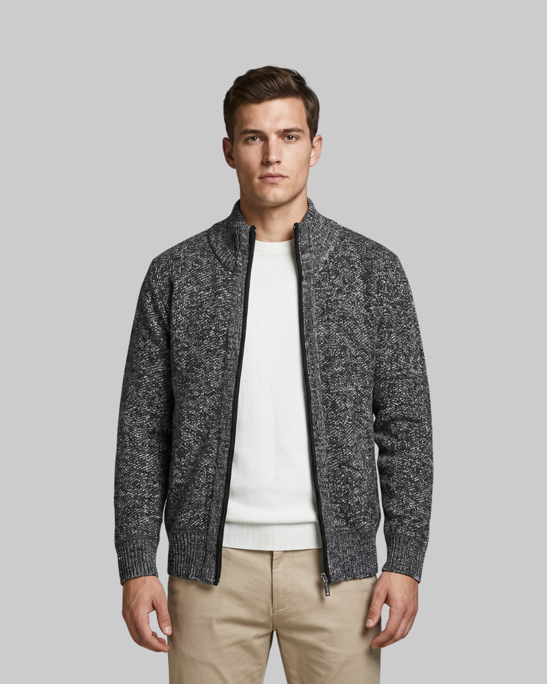 Men's Textured Full-Zip Cardigan