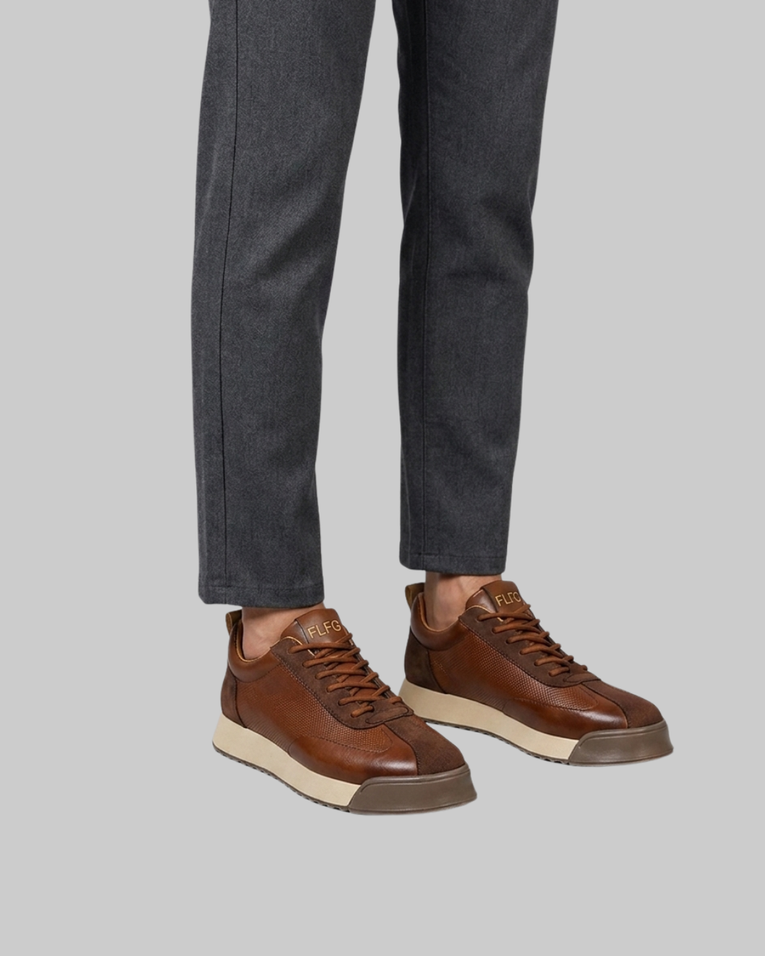 Wored Men's Textured Low-Top Sneakers in brown.