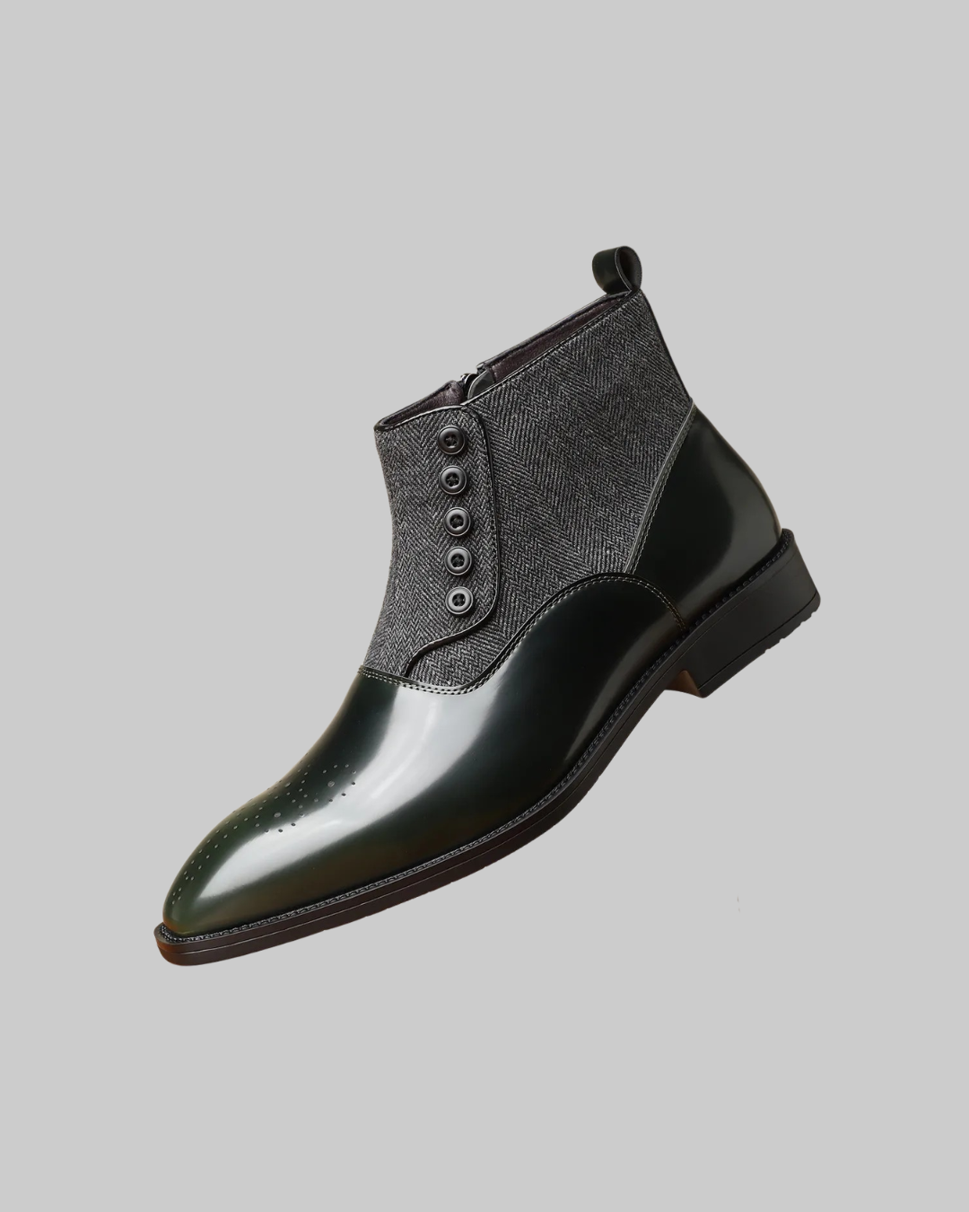 Men's Textured Side Zip Dress Boots in green.