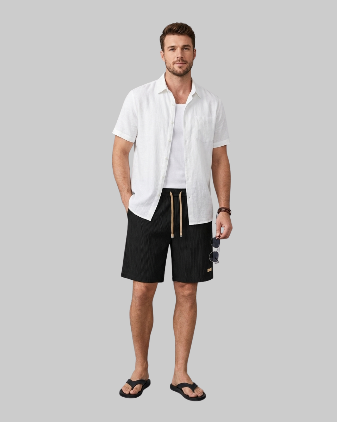 Men's Textured Summer Shorts in Black