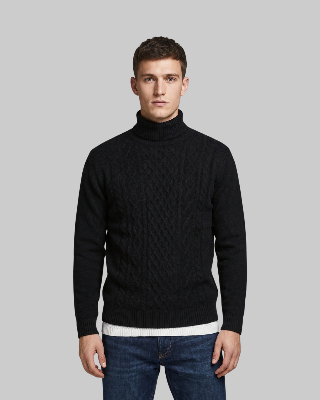 Men's Textured Turtleneck Sweater
