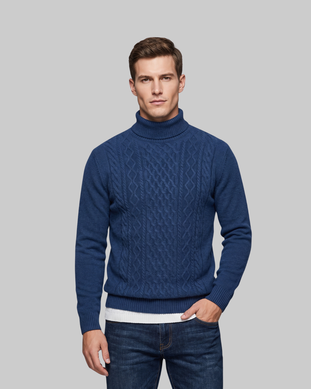 Men's Textured Turtleneck Sweater