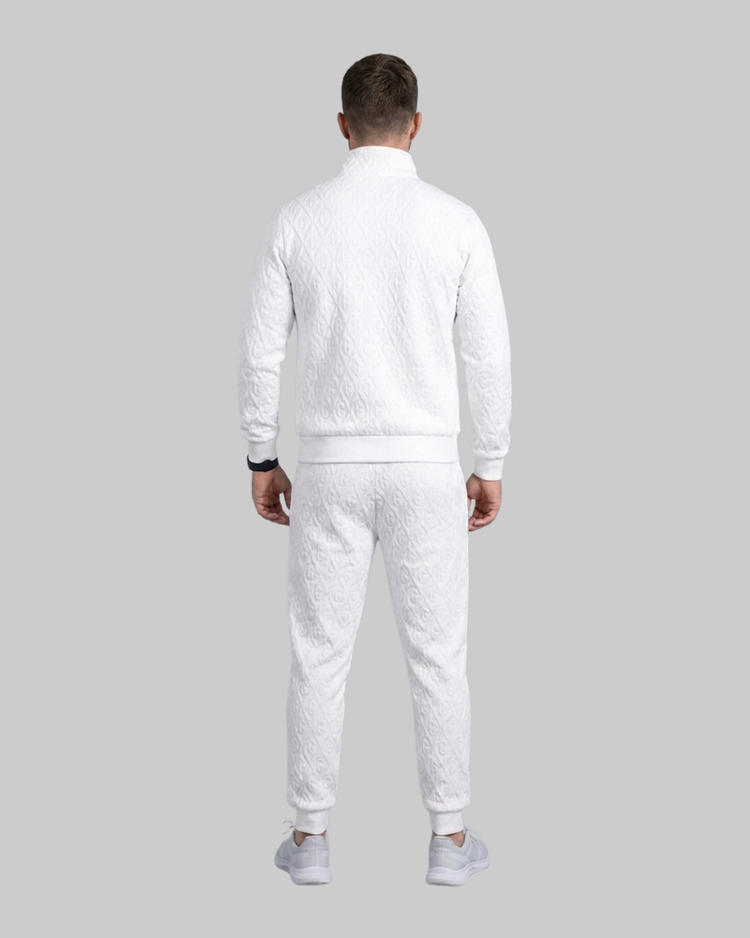 Men's Textured Zip Tracksuit Set back view.
