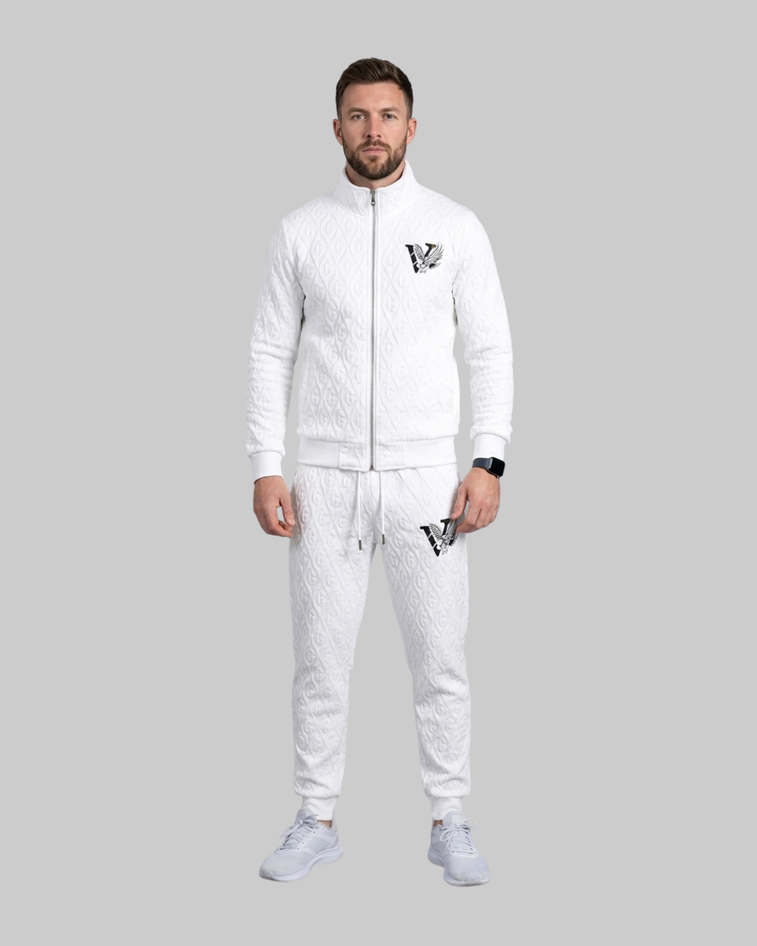 Men's Textured Zip Tracksuit Set in Front