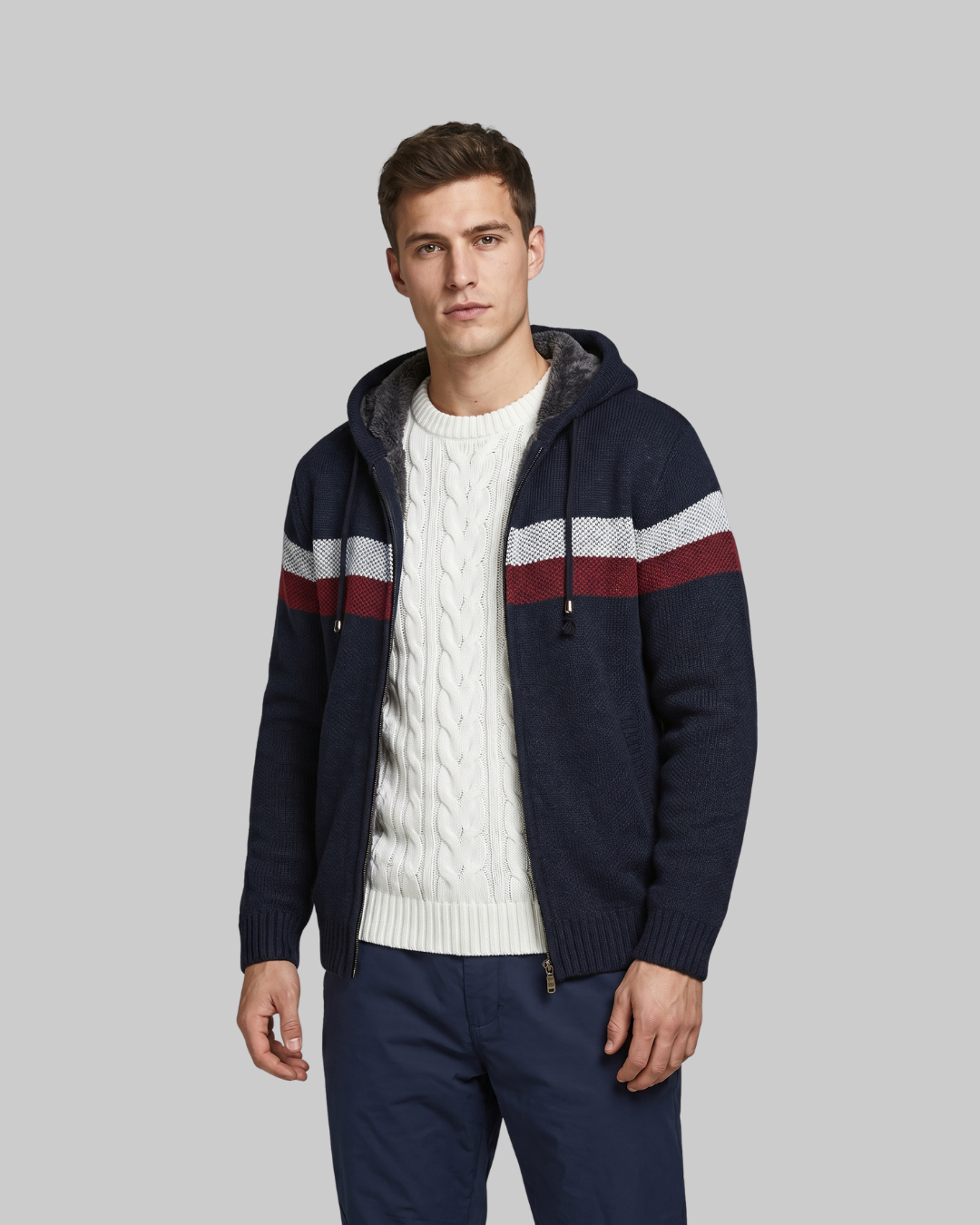 Men's Thick Knit Zip Hoodie