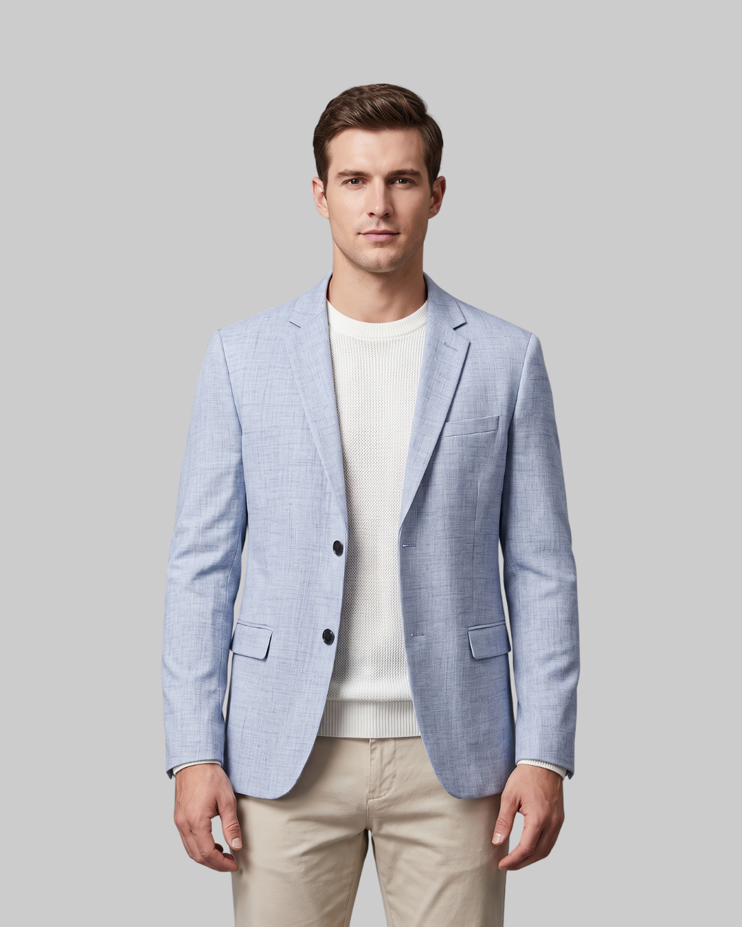 Men's Two-Button Business Blazer in blue.