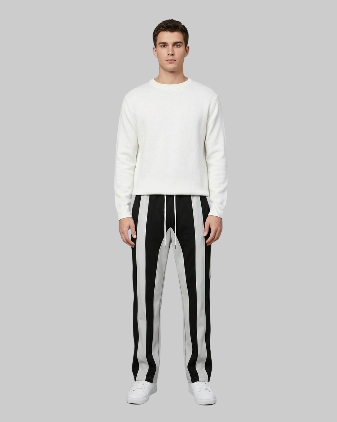 Men's Two-Tone Straight Pants in black.