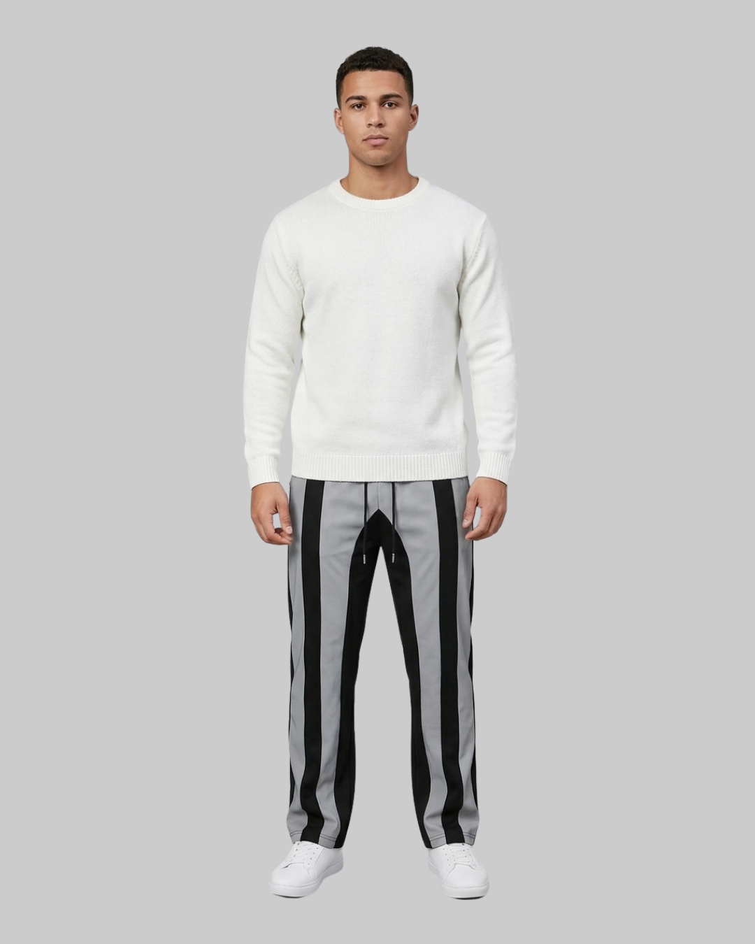 Men's Two-Tone Straight Pants in grey.