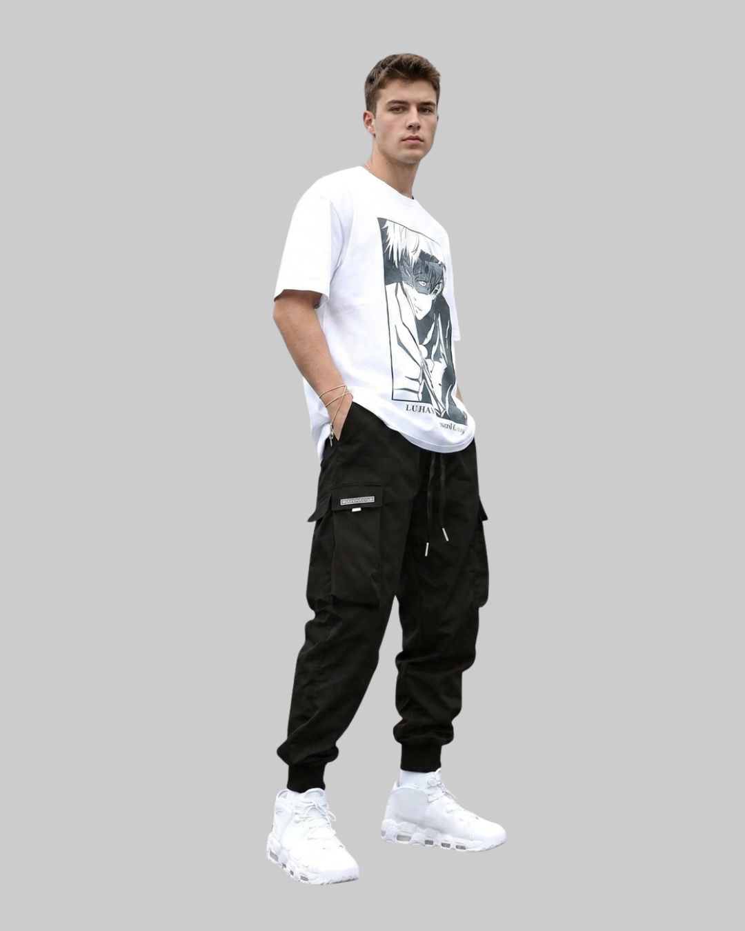 Men's Utility Pocket Jogger Pants in black.