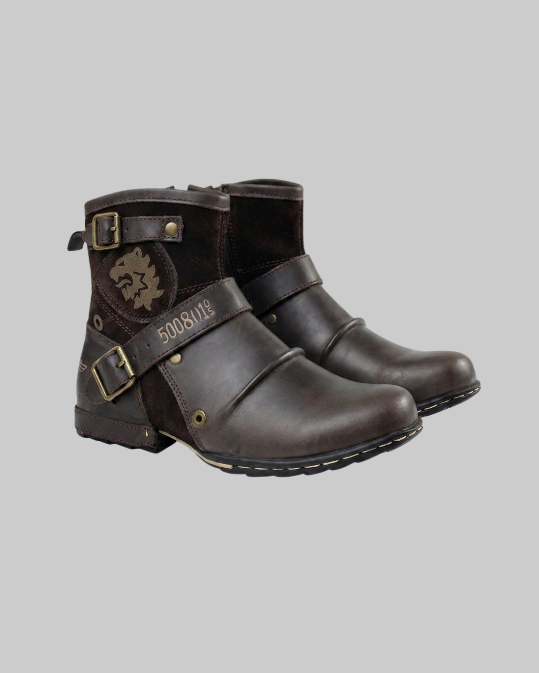 Men's Vintage Biker Boots in brown.