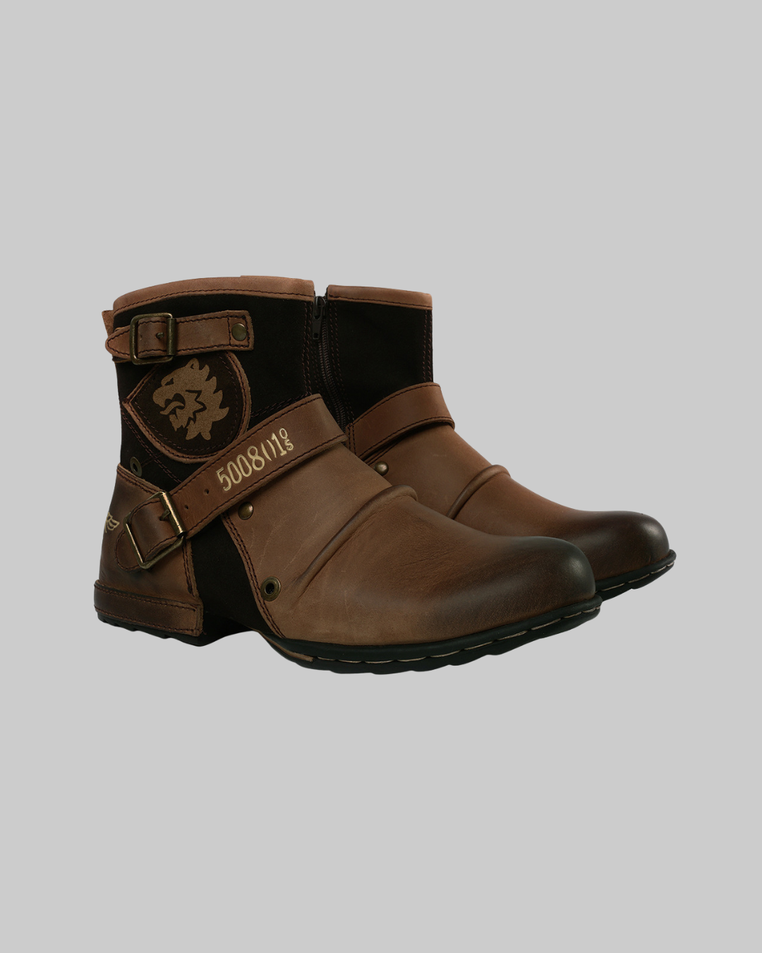 Men's Vintage Biker Boots in light brown.