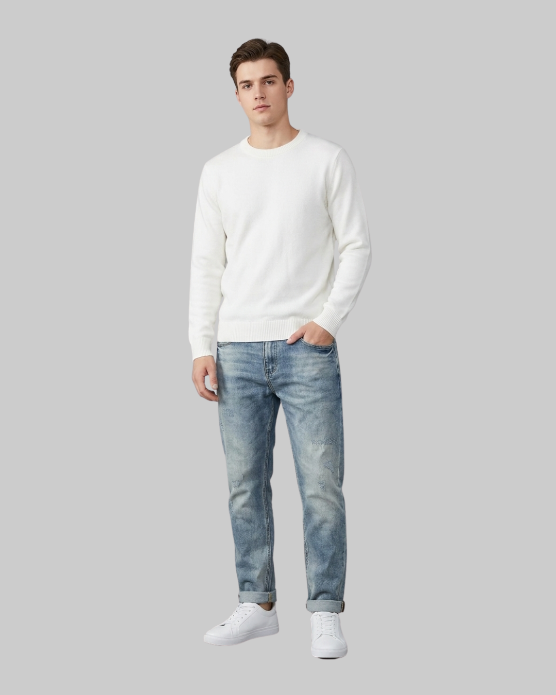 Men's Vintage Wash Straight Jeans in front.