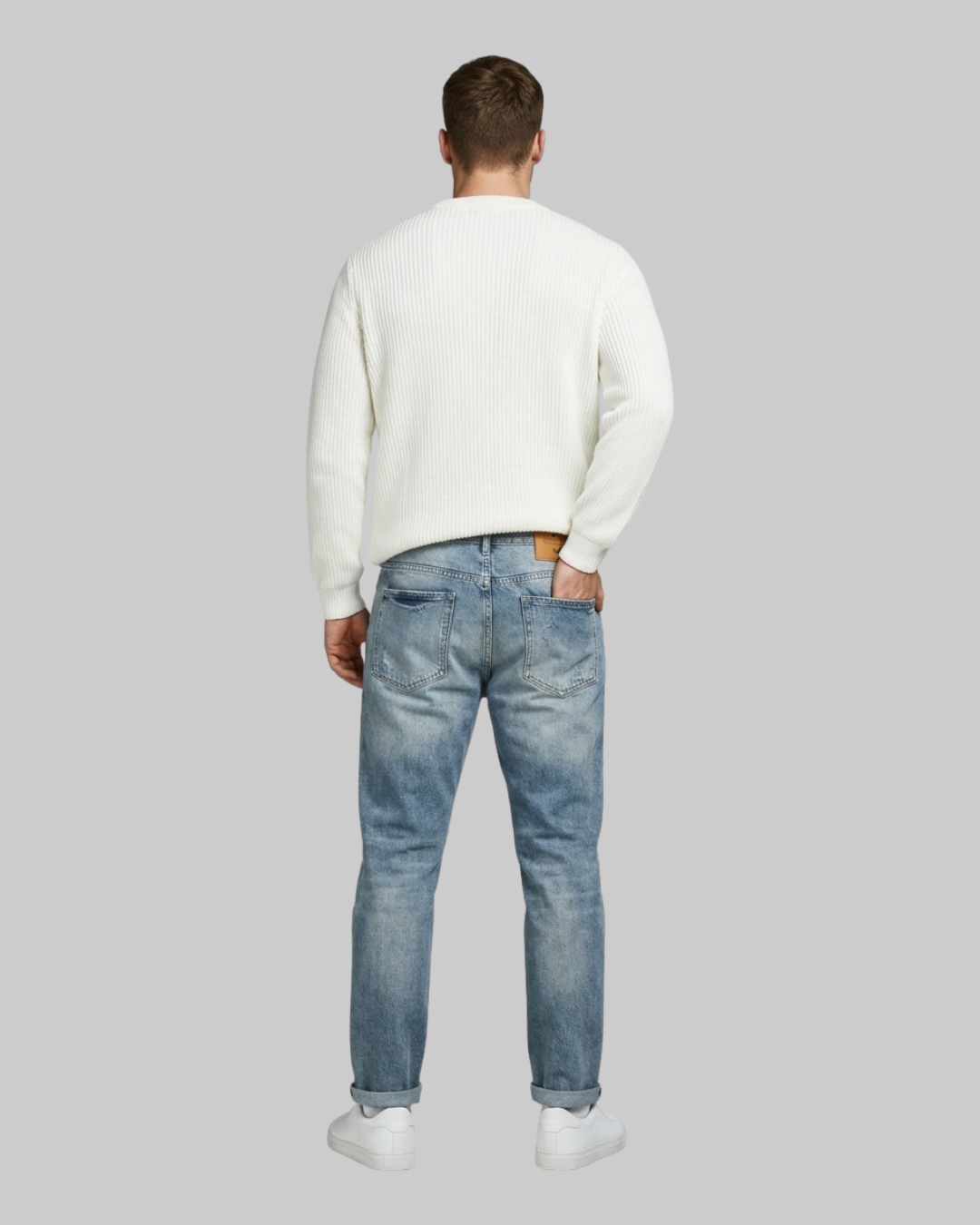 Men's Vintage Wash Straight Jeans in back.