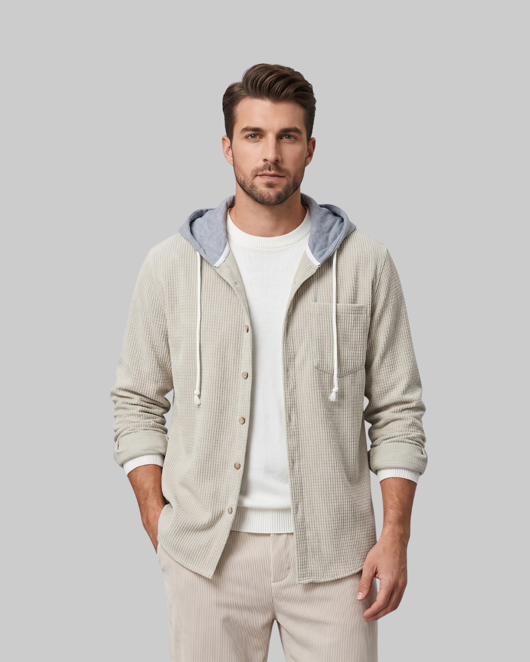 Men's Waffle Button-Front Hoodie
