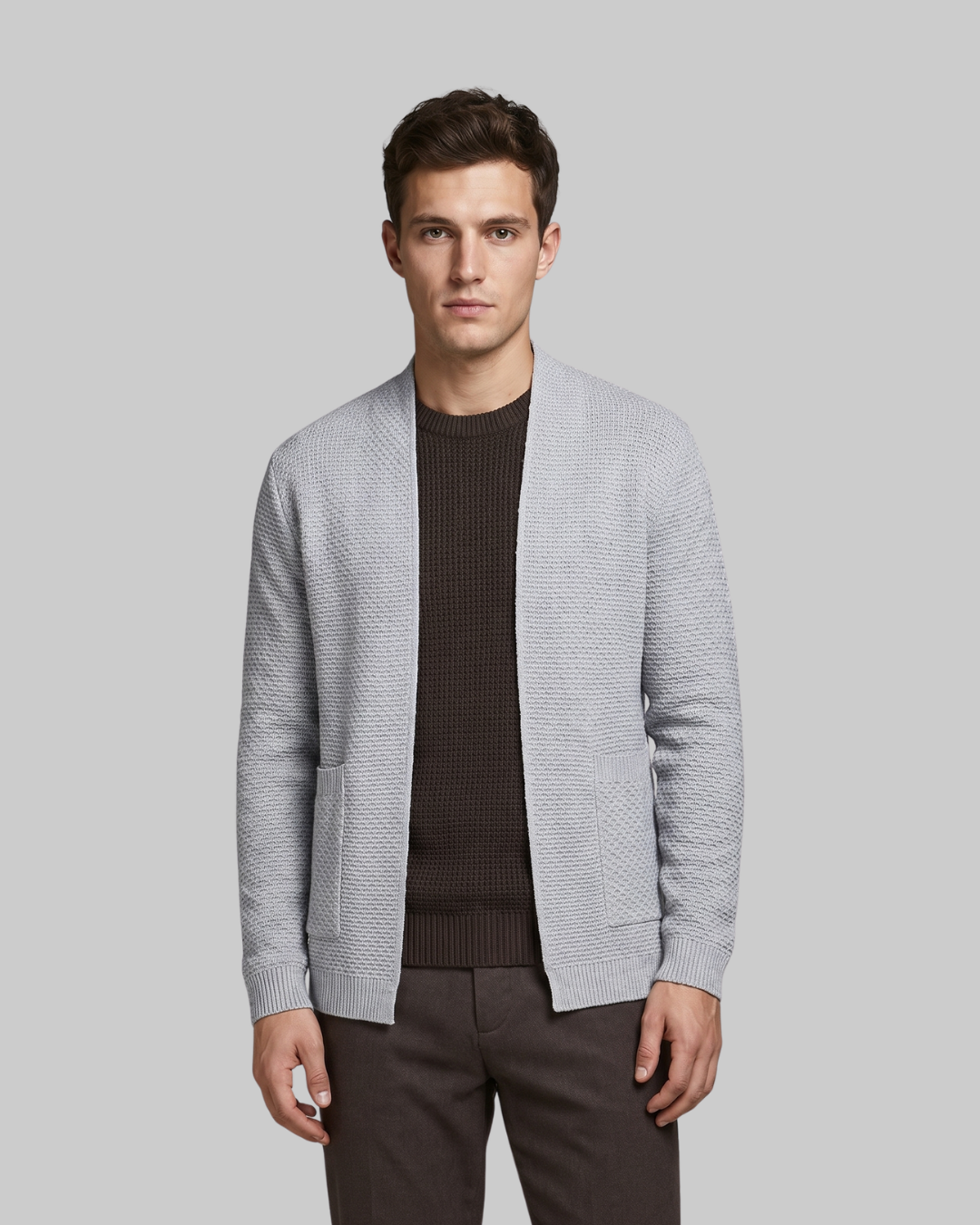 Men's Waffle Texture Blazer in light grey.