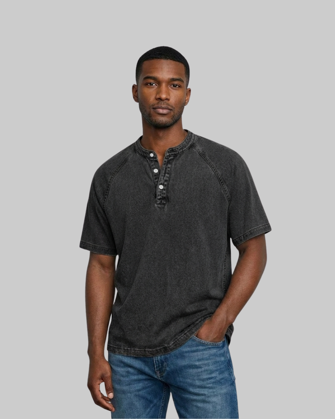 Men's Washed Henley T-Shirt