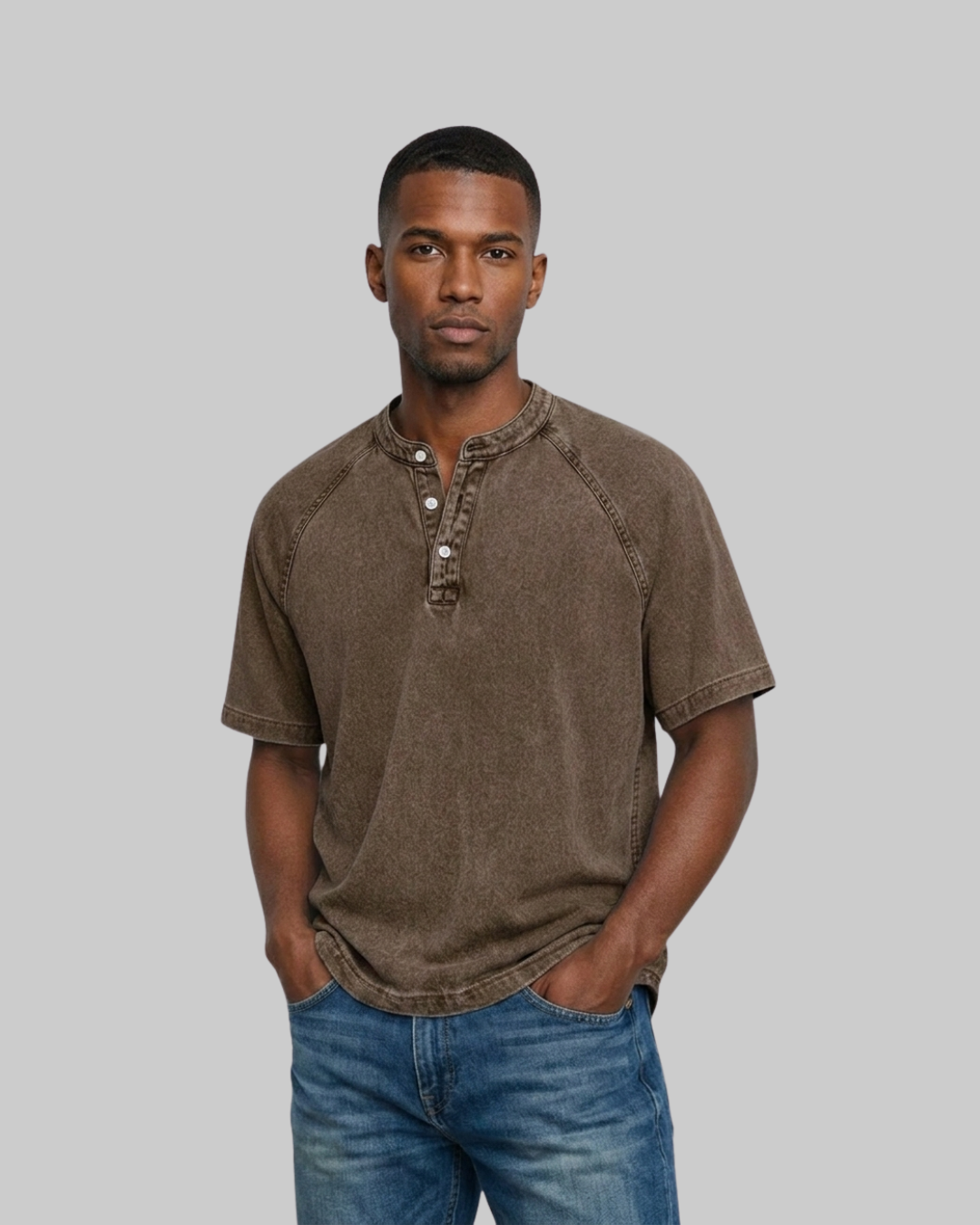 Men's Washed Henley T-Shirt