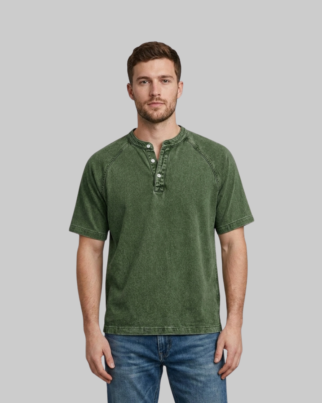 Men's Washed Henley T-Shirt