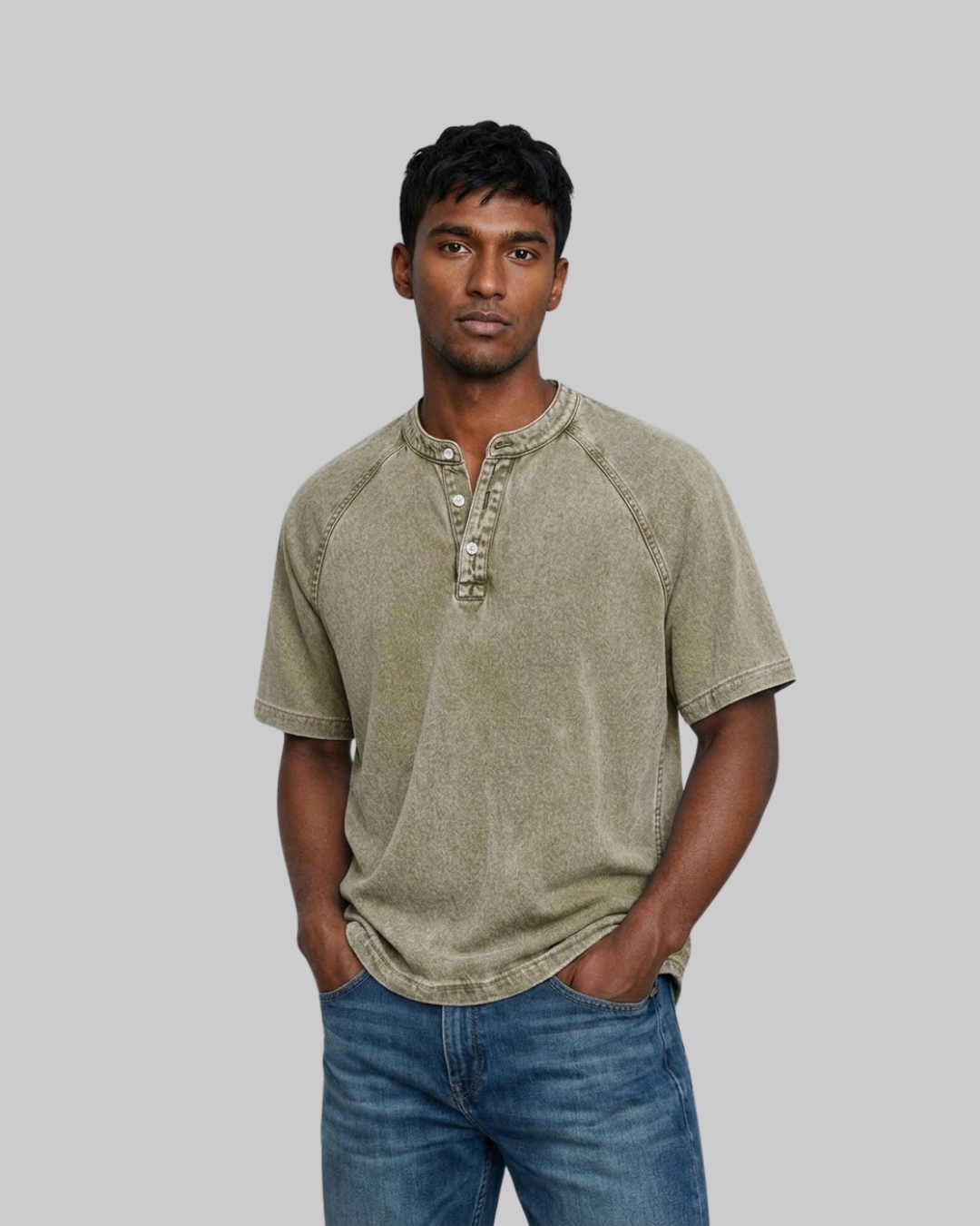 Men's Washed Henley T-Shirt