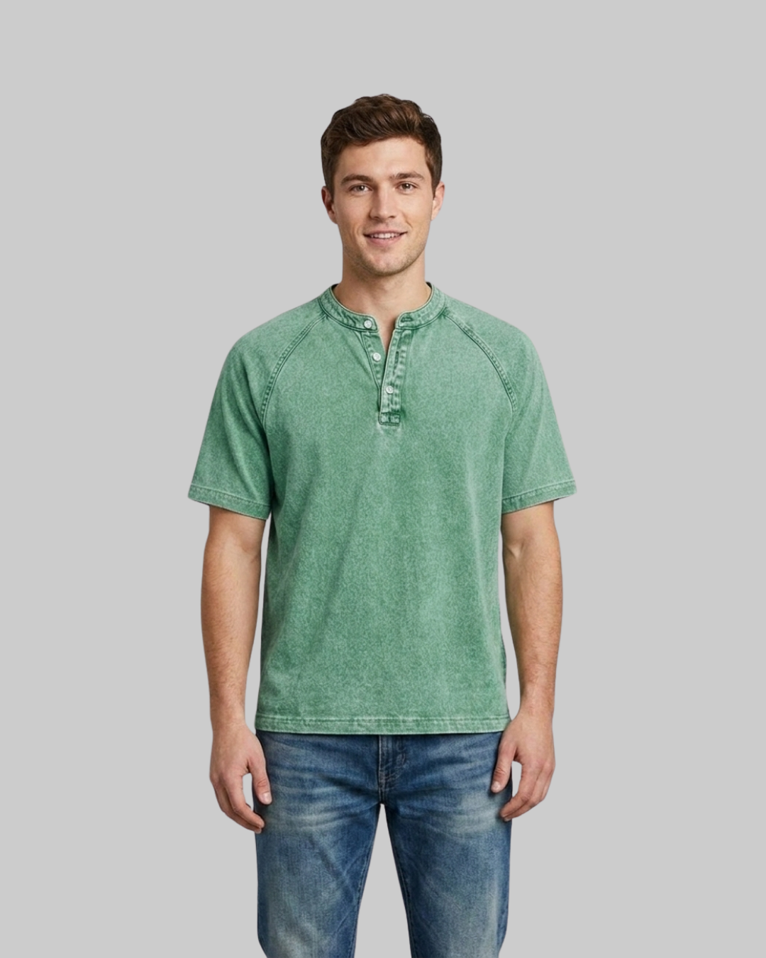Men's Washed Henley T-Shirt