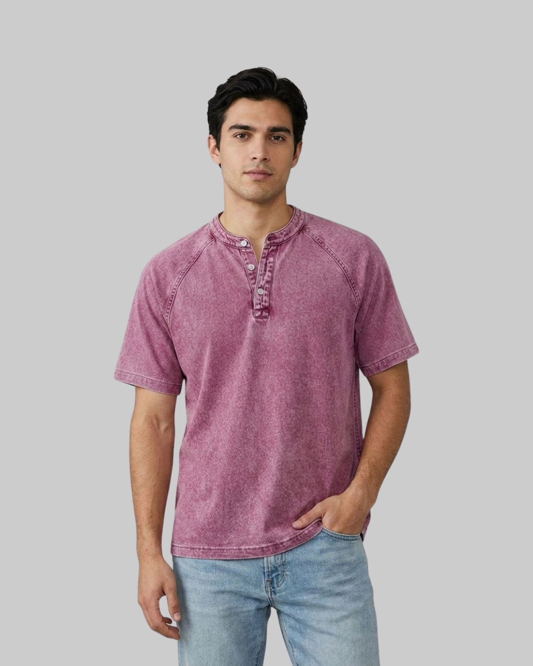 Men's Washed Henley T-Shirt