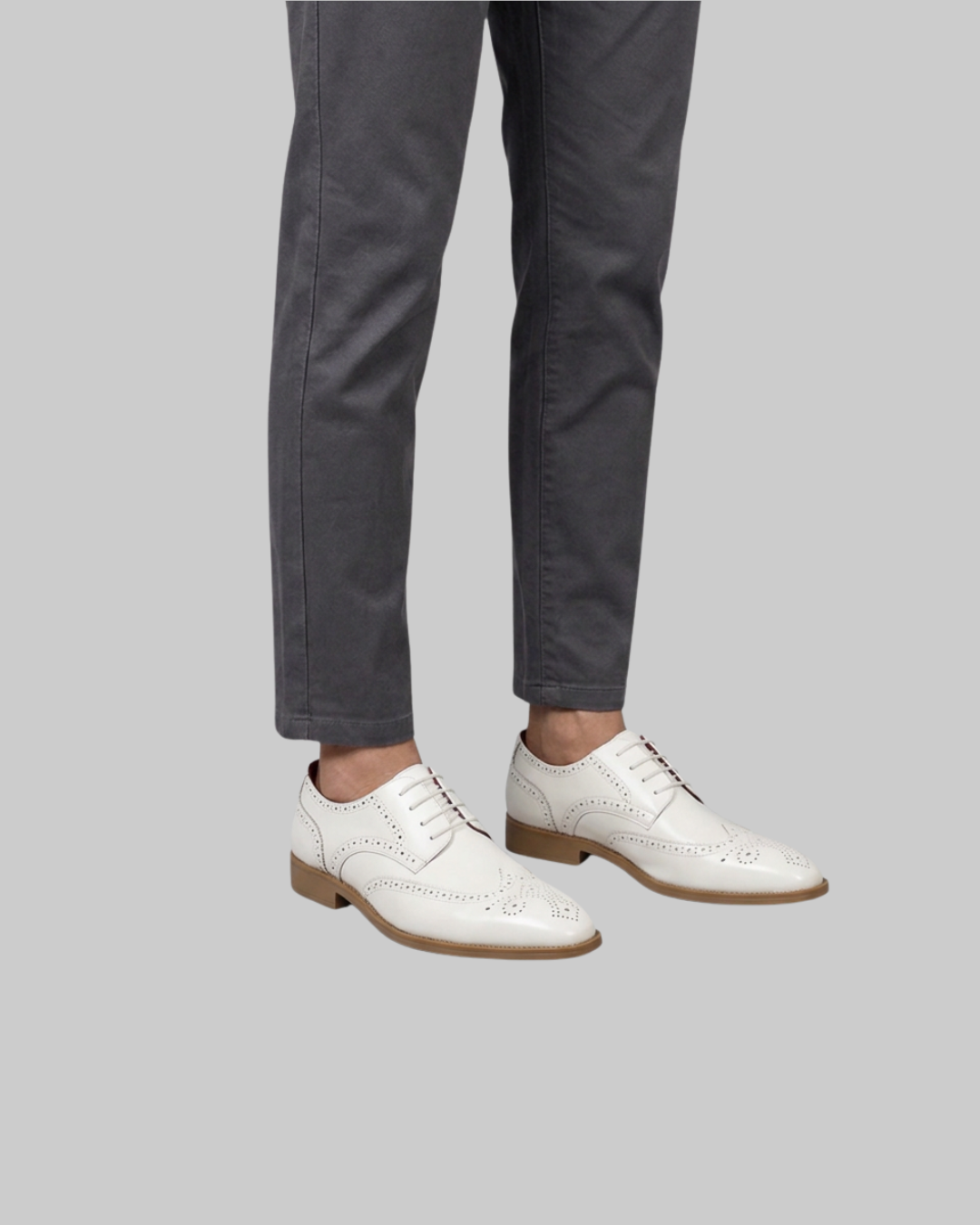Men's Wingtip Brogue Dress Shoes in white.
