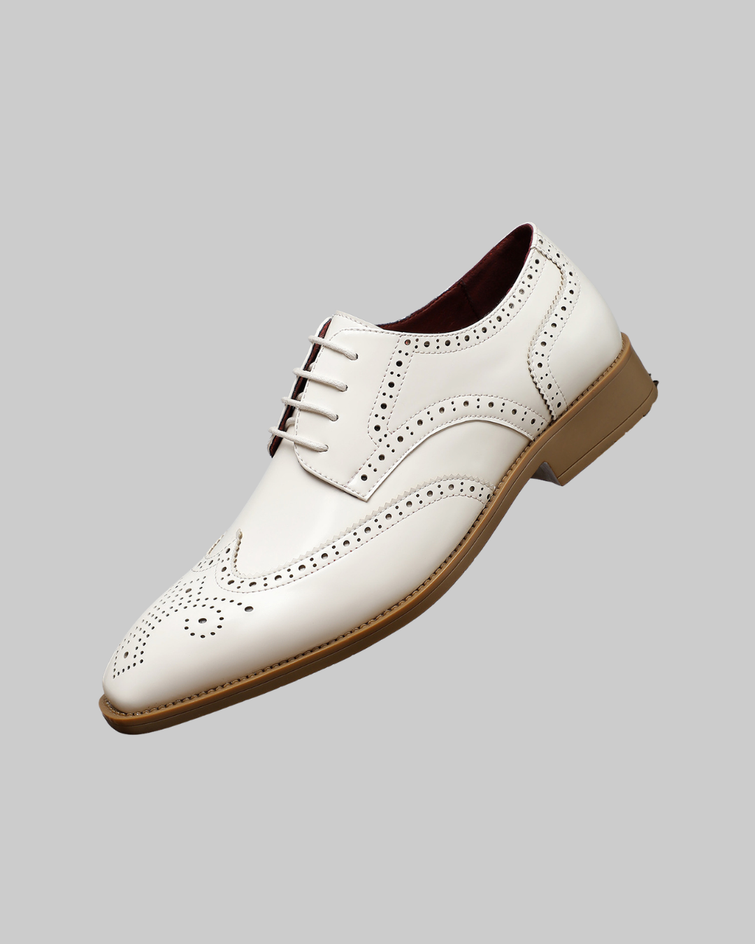 Men's Wingtip Brogue Dress Shoes in white.