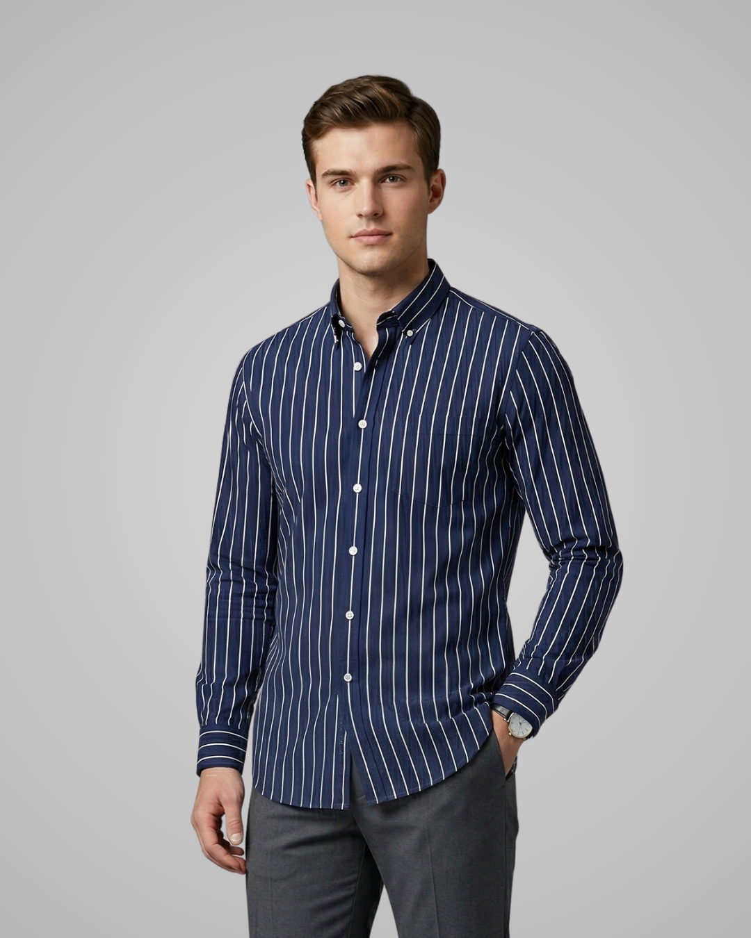 Men's Striped Business Shirt