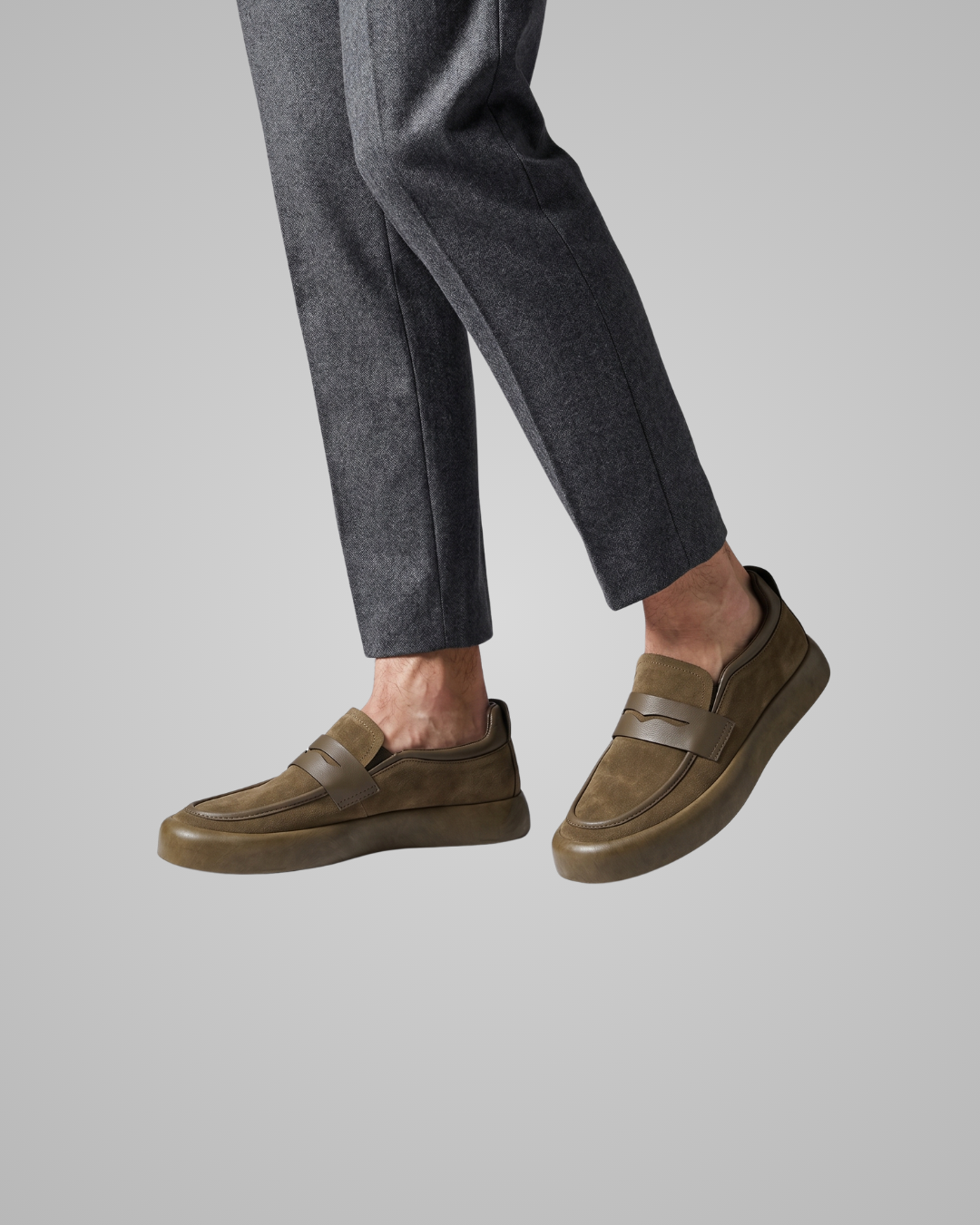 Men's Saddle Strap Loafers in Khaki